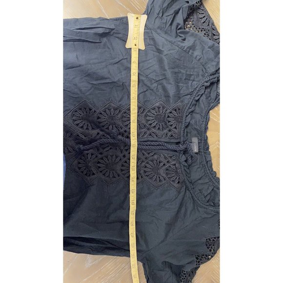 J Crew Women's Swim Suit Cover Up Tunic Eyelet Embroidered Black Medium Boho - Picture 3 of 5
